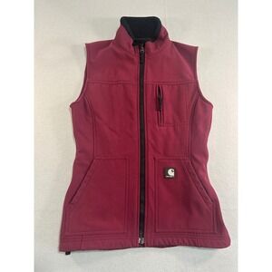 Carhartt Softshell Vest Womens XS Burgundy Full Zip Fleece Lined Mock Neck WV002